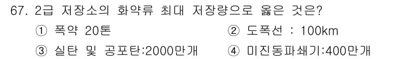 화약류관리기사 2018년 67번 - 정답과 핵심 포인트를 검수 중인 기출문제