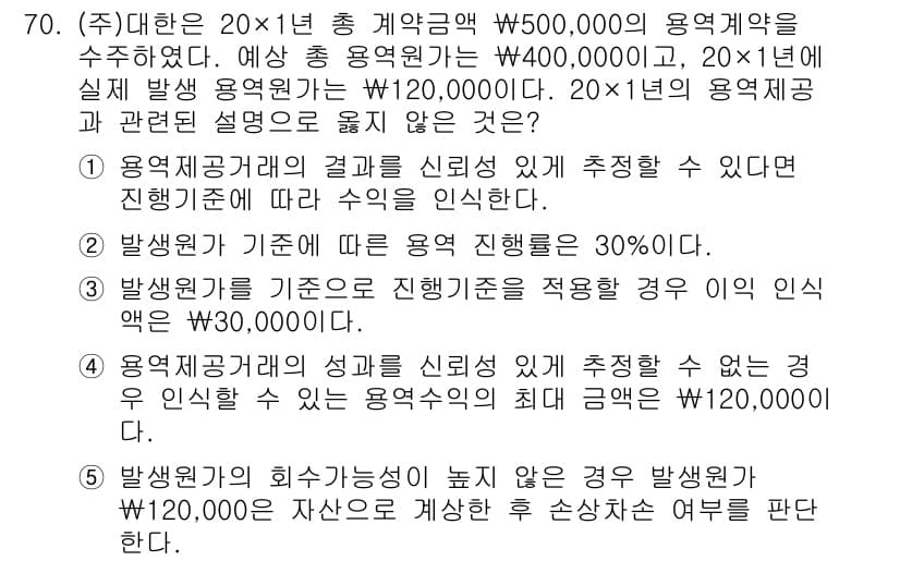 주택관리사보_1차 2015년 70번 - 주택관리사보 1차 문제에서 정답은 5번입니다. 이는 주택관리업체가 계약금... 에 관한 핵심 기출문제