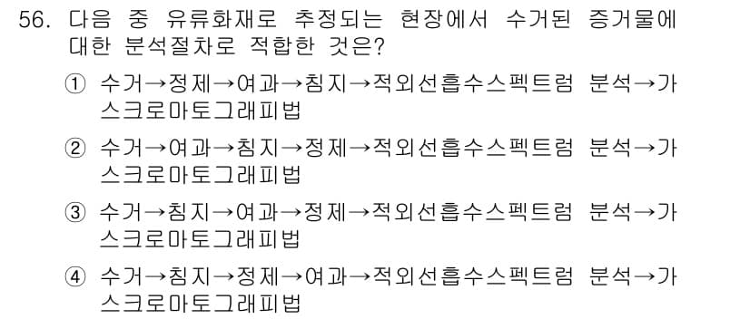 화재감식평가산업기사 2019년 56번 - 정답과 핵심 포인트를 검수 중인 기출문제