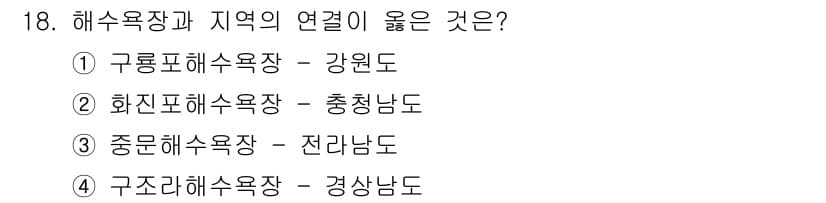 국내여행안내사_1차 2016년 18번 - 정답과 핵심 포인트를 검수 중인 기출문제