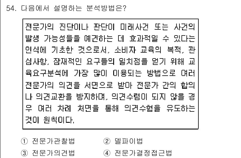 소비자전문상담사_2급 2019년 54번 - 정답과 핵심 포인트를 검수 중인 기출문제