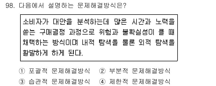 소비자전문상담사_2급 2019년 98번 - 정답과 핵심 포인트를 검수 중인 기출문제