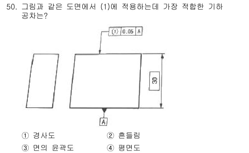 정밀측정산업기사 2017년 50번 - . 면의 두께와 형상이 일정한 경우, 평면도는 축 방향에서 발생하는 힘을... 에 관한 핵심 기출문제