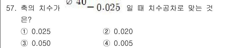 정밀측정산업기사 2017년 57번 - 측의 치수가 -0.025일 때, 치수공차는 일반적으로 허용되는 범위 내에... 에 관한 핵심 기출문제