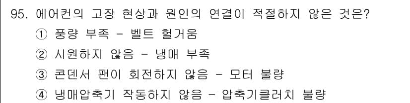자동차정비기사 2019년 95번 - 정답과 핵심 포인트를 검수 중인 기출문제