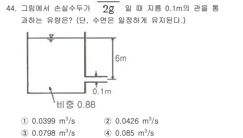 토목기사 2019년 44번 - 정답과 핵심 포인트를 검수 중인 기출문제