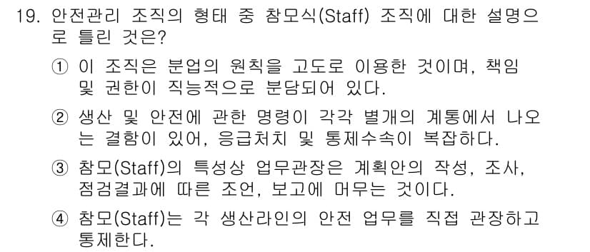 산업안전산업기사 2019년 19번 - 정답과 핵심 포인트를 검수 중인 기출문제