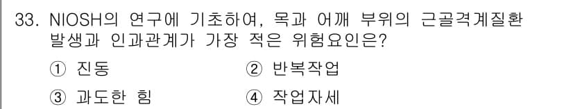 산업안전산업기사 2019년 33번 - 정답과 핵심 포인트를 검수 중인 기출문제