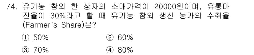 유기농업기사 2019년 74번 - 정답과 핵심 포인트를 검수 중인 기출문제