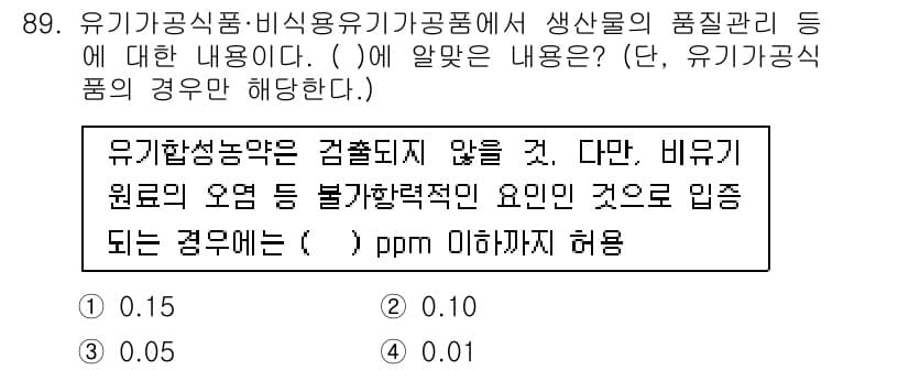유기농업기사 2019년 89번 - 정답과 핵심 포인트를 검수 중인 기출문제