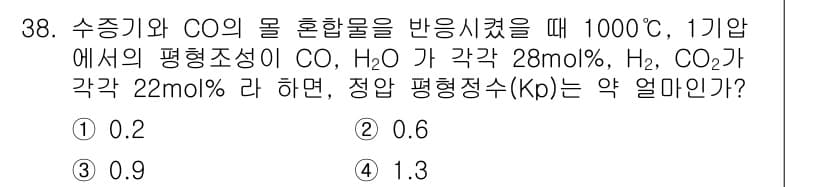 가스기사 2019년 38번 - 정답과 핵심 포인트를 검수 중인 기출문제