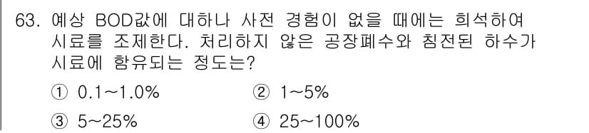 수질환경기사 2019년 63번 - 정답과 핵심 포인트를 검수 중인 기출문제