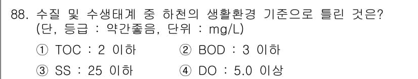 수질환경기사 2019년 88번 - 정답과 핵심 포인트를 검수 중인 기출문제