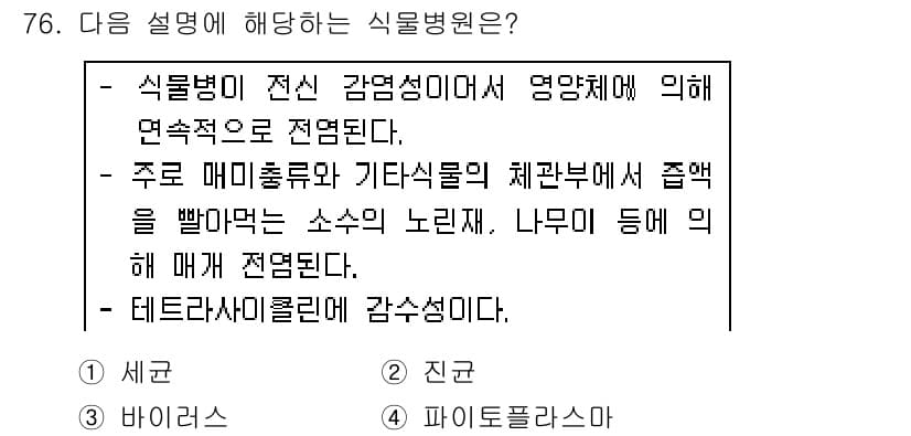 종자기사 2019년 76번 - 정답과 핵심 포인트를 검수 중인 기출문제