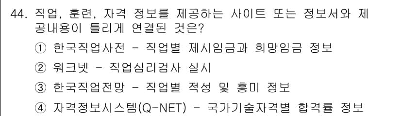 직업상담사_2급 2019년 44번 - 정답과 핵심 포인트를 검수 중인 기출문제