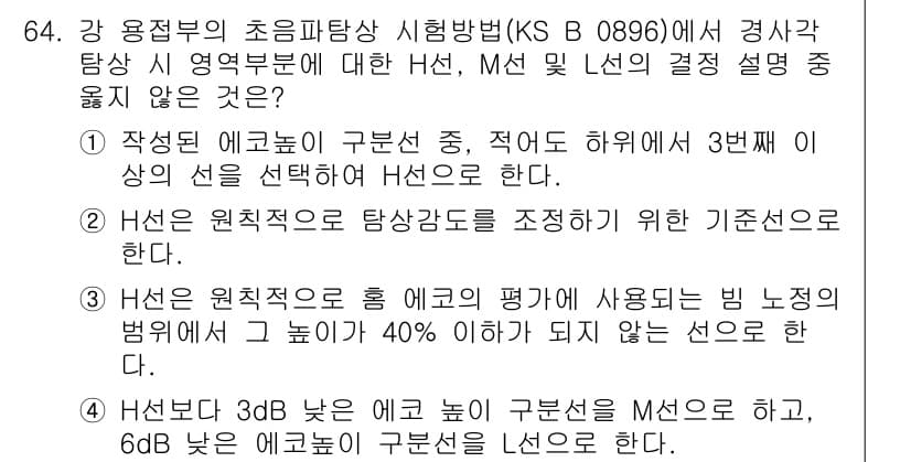 초음파비파괴검사기사(구) 2019년 64번 - 정답과 핵심 포인트를 검수 중인 기출문제