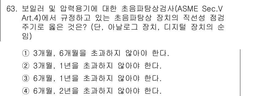 초음파비파괴검사기사 2019년 63번 - 정답과 핵심 포인트를 검수 중인 기출문제