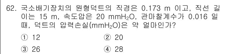 산업위생관리산업기사 2019년 62번 - 정답과 핵심 포인트를 검수 중인 기출문제