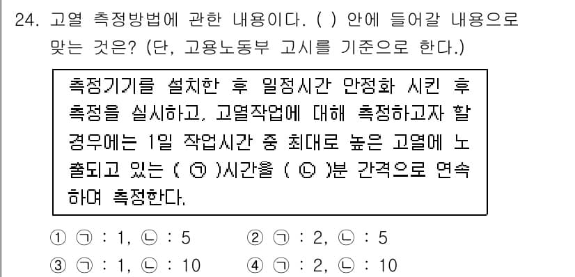산업위생관리기사 2019년 24번 - 정답과 핵심 포인트를 검수 중인 기출문제