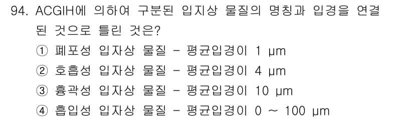 산업위생관리기사 2019년 95번 - 정답과 핵심 포인트를 검수 중인 기출문제