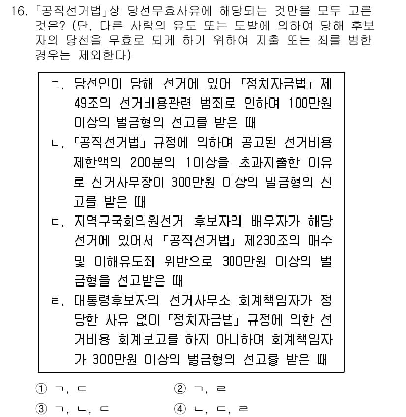 9급_국가직_공무원_공직선거법 2018년 16번 - 정답과 핵심 포인트를 검수 중인 기출문제