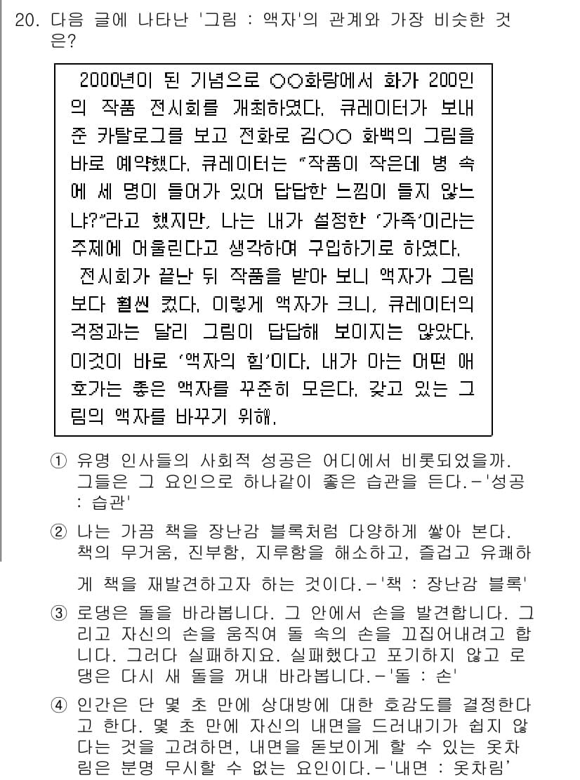 9급_국가직_공무원_국어 2015년 20번 - 정답과 핵심 포인트를 검수 중인 기출문제