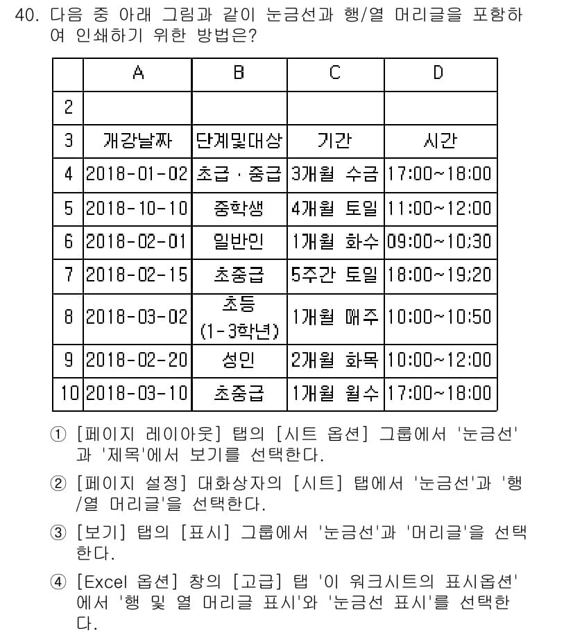 컴퓨터활용능력_2급 2019년 40번 - 정답과 핵심 포인트를 검수 중인 기출문제