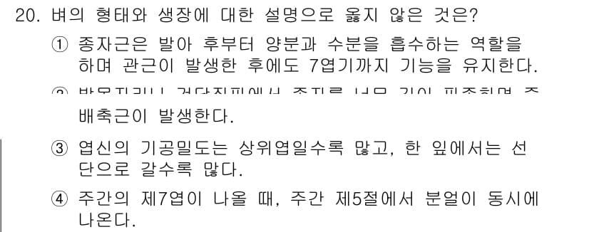9급_국가직_공무원_식용작물 2015년 20번 - 정답과 핵심 포인트를 검수 중인 기출문제