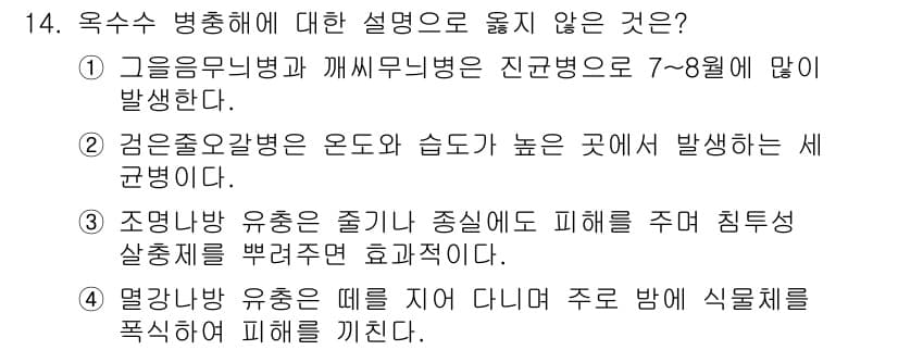 9급_국가직_공무원_식용작물 2017년 14번 - 정답과 핵심 포인트를 검수 중인 기출문제