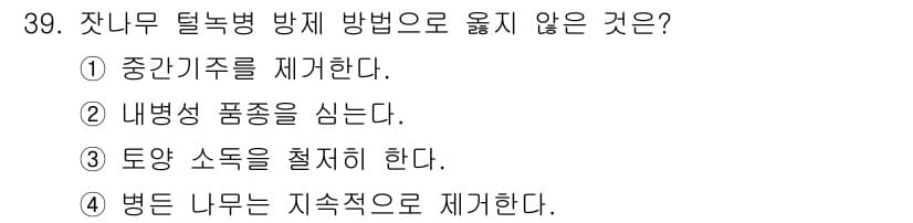 산림산업기사 2019년 39번 - 정답과 핵심 포인트를 검수 중인 기출문제