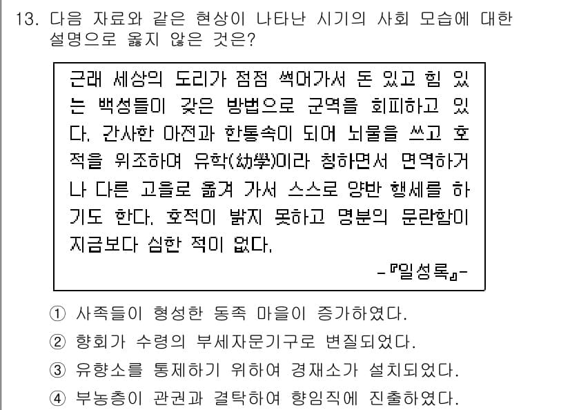 9급_국가직_공무원_한국사 2016년 13번 - 정답과 핵심 포인트를 검수 중인 기출문제