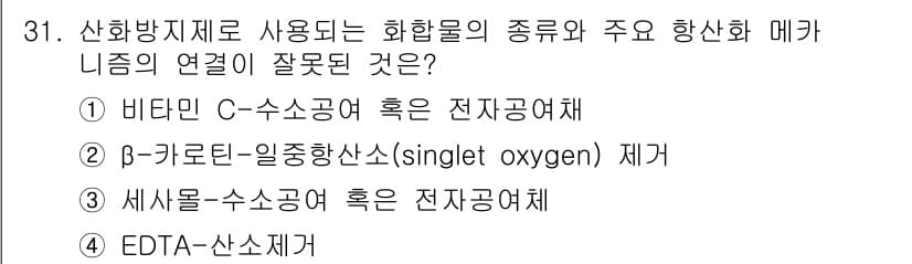 식품안전기사 2019년 31번 - 정답과 핵심 포인트를 검수 중인 기출문제