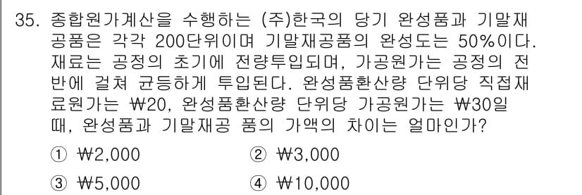 전산회계운용사_1급 2017년 35번 - 문제에서 요구하는 것은 완성품과 기말재고의 차이에 대한 계산이다. 재고 ... 에 관한 핵심 기출문제
