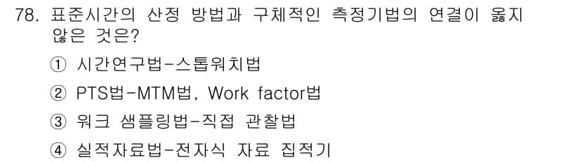 인간공학기사 2019년 78번 - 정답과 핵심 포인트를 검수 중인 기출문제