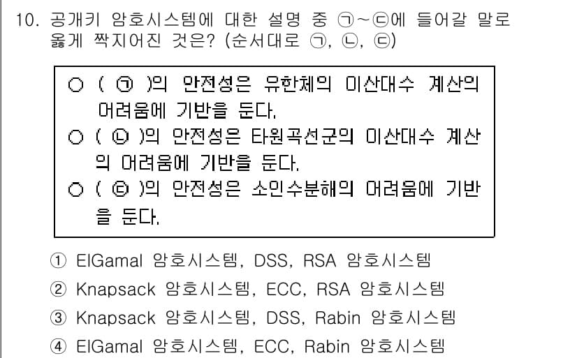 9급_국가직_공무원_정보보호론 2017년 10번 - 정답과 핵심 포인트를 검수 중인 기출문제
