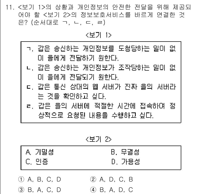 9급_국가직_공무원_정보시스템보안 2016년 11번 - 정답과 핵심 포인트를 검수 중인 기출문제