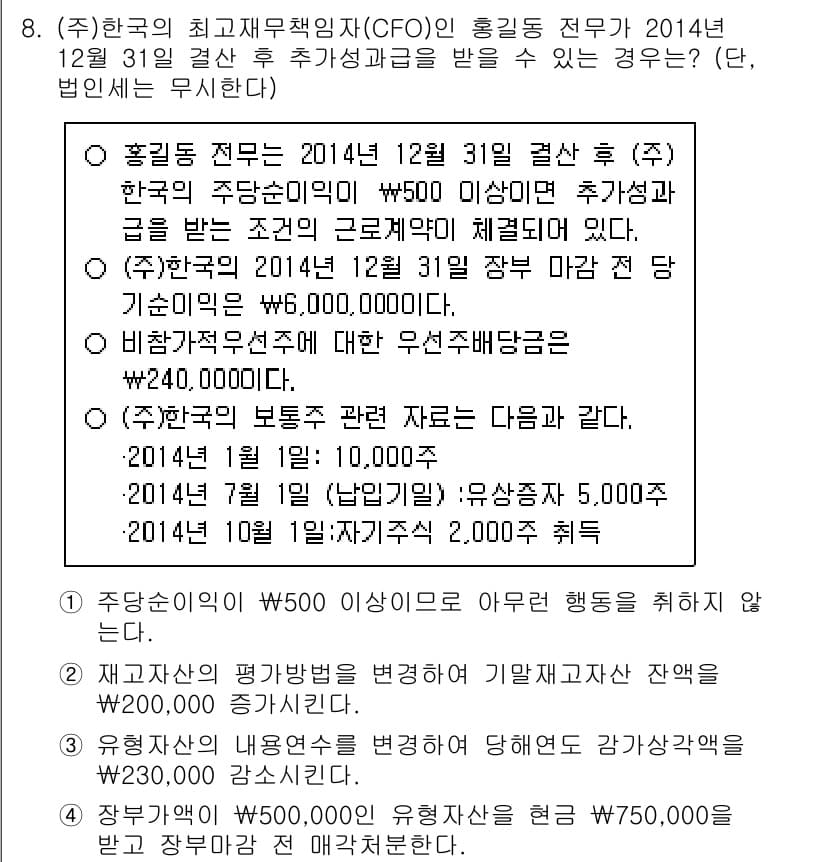 9급_국가직_공무원_회계원리 2015년 7번 - 정답과 핵심 포인트를 검수 중인 기출문제