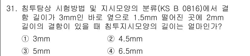 침투비파괴검사산업기사 2019년 31번 - 정답과 핵심 포인트를 검수 중인 기출문제