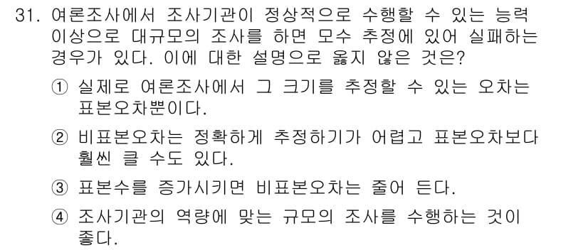 사회조사분석사_1급 2019년 31번 - 정답과 핵심 포인트를 검수 중인 기출문제