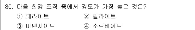 컴퓨터응용가공산업기사 2019년 31번 - . 패라이트

해설: 패라이트는 철강의 페라이트 구조에서 발생하며, 비교... 에 관한 핵심 기출문제