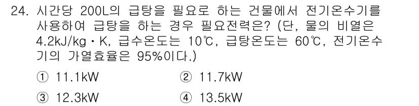 건축설비기사 2019년 24번 - 정답과 핵심 포인트를 검수 중인 기출문제