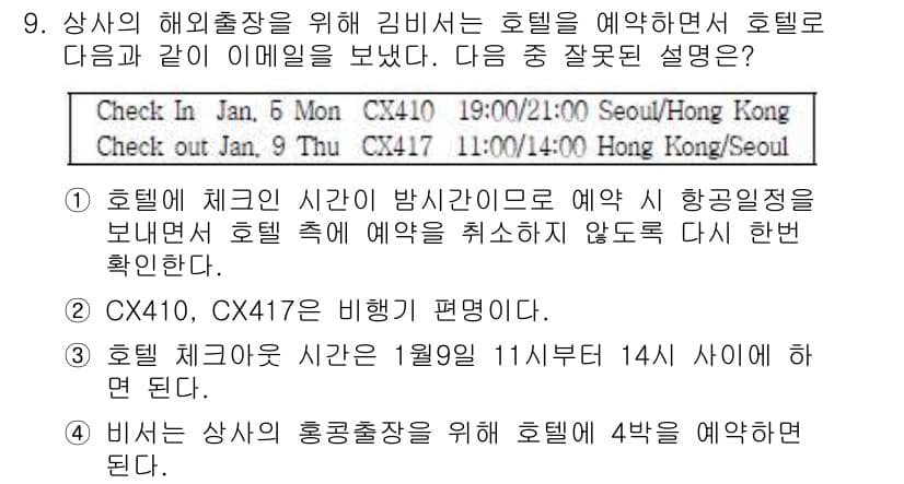 비서_3급 2015년 9번 - 정답과 핵심 포인트를 검수 중인 기출문제