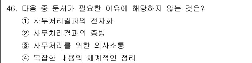 비서_3급 2018년 46번 - 정답과 핵심 포인트를 검수 중인 기출문제