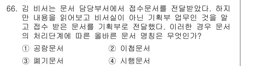 비서_2급 2016년 66번 - 정답과 핵심 포인트를 검수 중인 기출문제