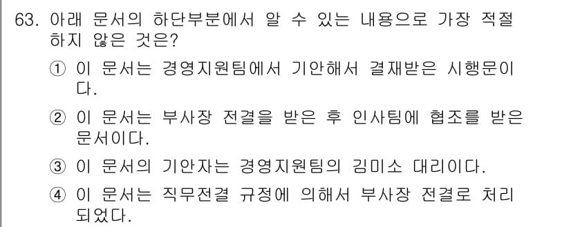 비서_2급 2018년 63번 - 정답과 핵심 포인트를 검수 중인 기출문제