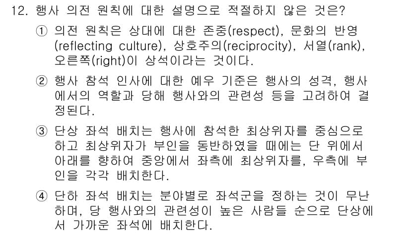 비서_1급 2017년 12번 - 정답과 핵심 포인트를 검수 중인 기출문제