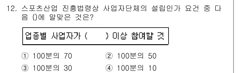 스포츠경영관리사 2019년 12번 - 정답과 핵심 포인트를 검수 중인 기출문제