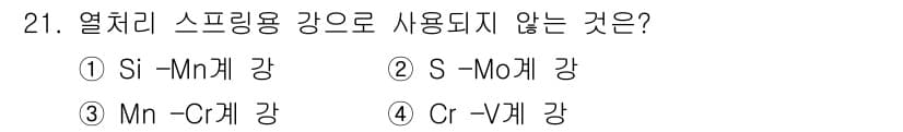 금속재료기사 2015년 21번 - 열처리 스프링용 강은 일반적으로 탄소와 합금 원소를 포함하여 고온에서 강... 에 관한 핵심 기출문제