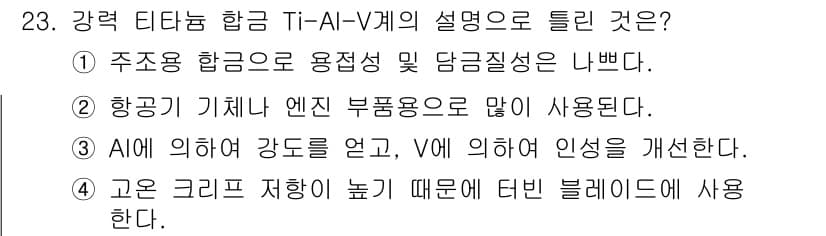 금속재료기사 2015년 23번 - 정답과 핵심 포인트를 검수 중인 기출문제