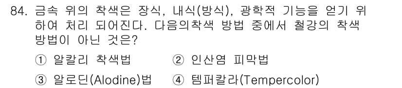 금속재료기사 2016년 84번 - 정답과 핵심 포인트를 검수 중인 기출문제